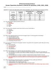 the human population and its impact test answers|AP Environmental Science Human Population .